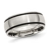 Thumbnail Image 1 of Men's 8.0mm Black Accent Striped Brushed Wedding Band in Stainless Steel