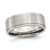 Thumbnail Image 0 of Men's 8.0mm Ridged Edge Comfort Fit Wedding Band in Stainless Steel
