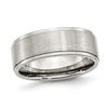 Thumbnail Image 1 of Men's 8.0mm Ridged Edge Comfort Fit Wedding Band in Stainless Steel