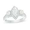 Thumbnail Image 1 of 1.50 CT. T.W. Marquise Certified Diamond Past Present Future® Frame Engagement Ring in 14K White Gold (I/I1)