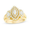 Thumbnail Image 0 of 0.95 CT. T.W. Marquise Diamond Past Present Future® Double Frame Engagement Ring in 14K Gold