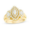0.95 CT. T.W. Marquise Diamond Past Present Future® Double Frame Engagement Ring in 14K Gold