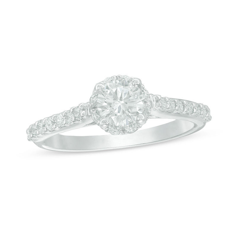 Celebration Canadian Ideal 1.00 CT. T.W. Diamond Frame Engagement Ring in 14K White Gold (I/I1)