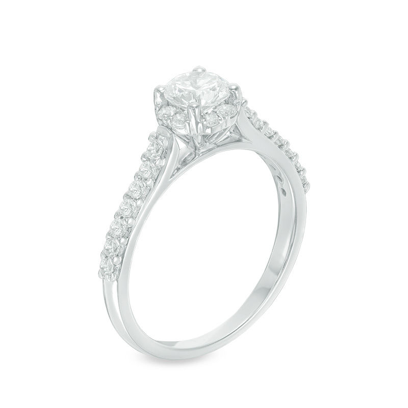 Celebration Canadian Ideal 1.00 CT. T.W. Diamond Frame Engagement Ring in 14K White Gold (I/I1)