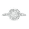 Thumbnail Image 3 of 0.70 CT. T.W. Canadian Certified Princess-Cut Diamond Double Frame Engagement Ring in 14K White Gold (I/I2)