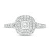 Thumbnail Image 4 of 0.70 CT. T.W. Canadian Certified Princess-Cut Diamond Double Frame Engagement Ring in 14K White Gold (I/I2)