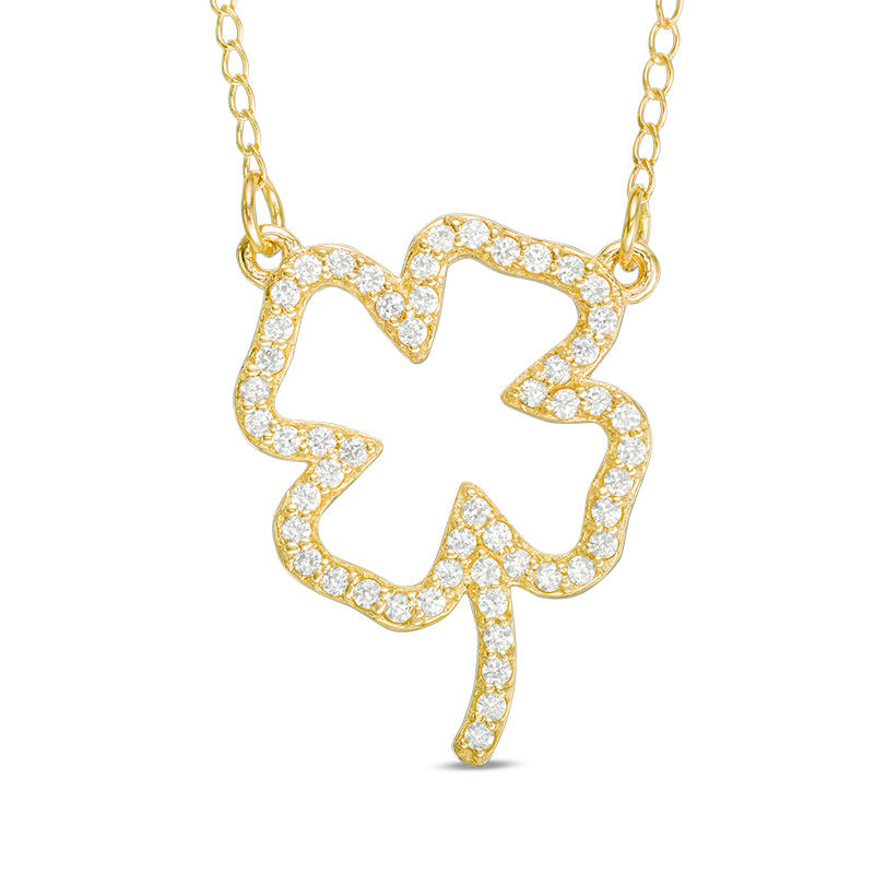 0.36 CT. T.W. Diamond Four Leaf Clover Outline Necklace in 10K Gold