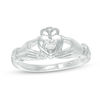 Thumbnail Image 0 of 0.09 CT. Diamond Solitaire Claddagh Promise Ring in 10K White Gold