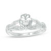 Thumbnail Image 1 of 0.09 CT. Diamond Solitaire Claddagh Promise Ring in 10K White Gold