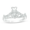 Thumbnail Image 0 of 0.15 CT. T.W. Diamond Claddagh Promise Ring in 10K White Gold