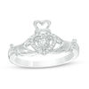 Thumbnail Image 1 of 0.15 CT. T.W. Diamond Claddagh Promise Ring in 10K White Gold