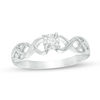 Thumbnail Image 0 of 0.11 CT. Diamond Solitaire Celtic Knot Promise Ring in Sterling Silver