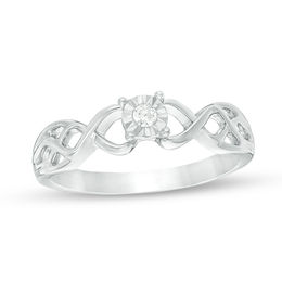 0.11 CT. Diamond Solitaire Celtic Knot Promise Ring in Sterling Silver