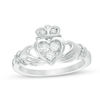 Thumbnail Image 1 of 0.18 CT. T.W. Diamond Claddagh Promise Ring in 10K White Gold