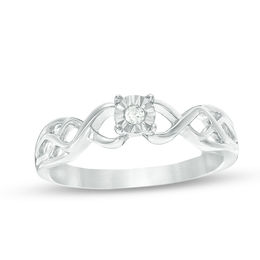 0.11 CT. Diamond Solitaire Celtic Knot Promise Ring in 10K White Gold