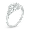Thumbnail Image 1 of 0.04 CT. T.W. Diamond Vintage-Style Claddagh Promise Ring in 10K White Gold