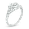 Thumbnail Image 2 of 0.04 CT. T.W. Diamond Vintage-Style Claddagh Promise Ring in 10K White Gold