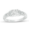 Thumbnail Image 0 of 0.09 CT. Diamond Solitaire Celtic Knot Promise Ring in 10K White Gold