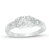 Thumbnail Image 1 of 0.09 CT. Diamond Solitaire Celtic Knot Promise Ring in 10K White Gold