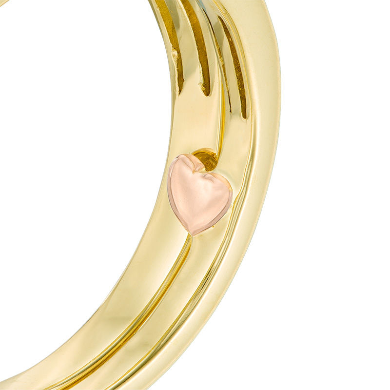 Main Image 4 of Perfect Fit 0.45 CT. T.W. Diamond Cushion Frame Vintage-Style Interlocking Bridal Set in 10K Gold