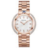Thumbnail Image 1 of Ladies’ Bulova Rubaiyat 0.20 CT. T.W. Diamond Rose-Tone Watch with Silver-White Dial (Model: 98R248)