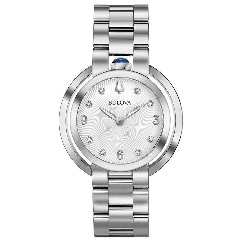 Ladies’ Bulova Rubaiyat Diamond Accent Watch with Silver-White Dial (Model: 96P184)