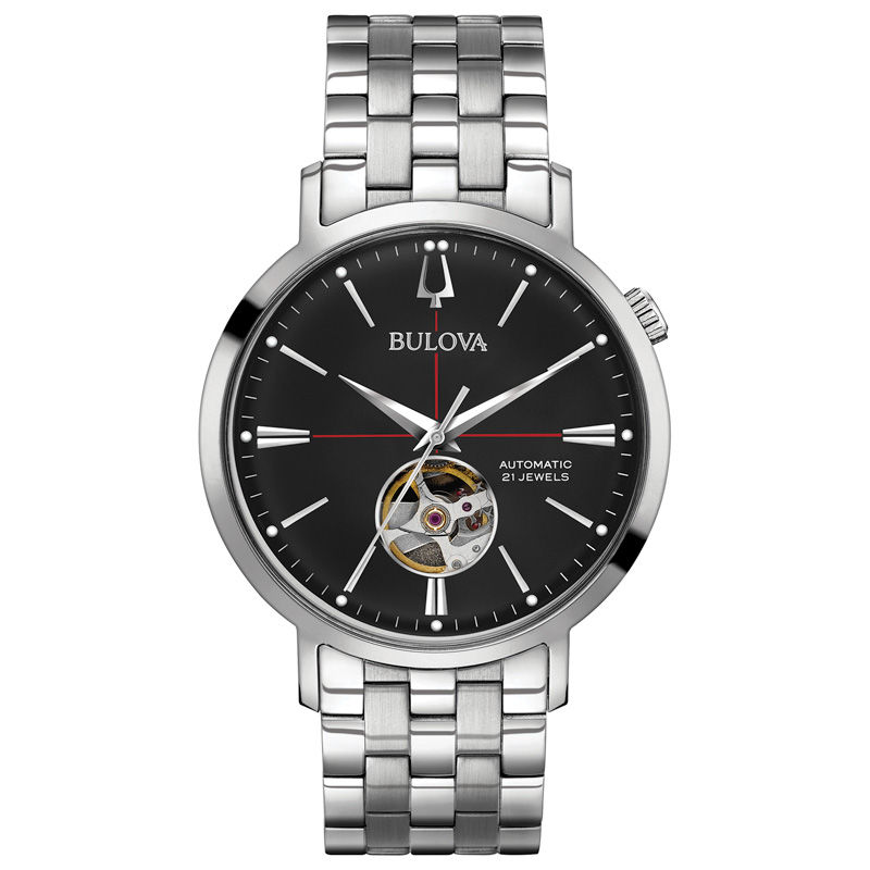 Men's Bulova Automatic Watch with Black Dial (Model: 96A199)