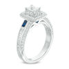 Thumbnail Image 1 of Vera Wang Love Collection 1.20 CT. T.W. Emerald-Cut Diamond and Blue Sapphire Engagement Ring in 14K White Gold