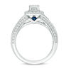 Thumbnail Image 2 of Vera Wang Love Collection 1.20 CT. T.W. Emerald-Cut Diamond and Blue Sapphire Engagement Ring in 14K White Gold