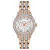 Ladies' Bulova Crystal Accent Rose-Tone Watch with White Dial (Model: 98N113)