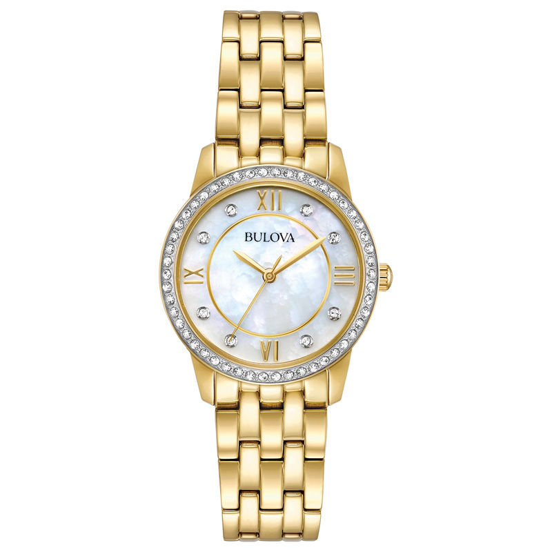 Main Image 2 of Ladies' Bulova Crystal Accent Gold-Tone Watch and Bracelet Boxed Set (Model: 98X115)