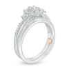 Thumbnail Image 1 of Perfect Fit 0.58 CT. T.W. Diamond Cushion Frame Interlocking Bridal Set in 10K White Gold