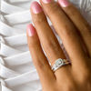 Thumbnail Image 2 of Perfect Fit 0.58 CT. T.W. Diamond Cushion Frame Interlocking Bridal Set in 10K White Gold