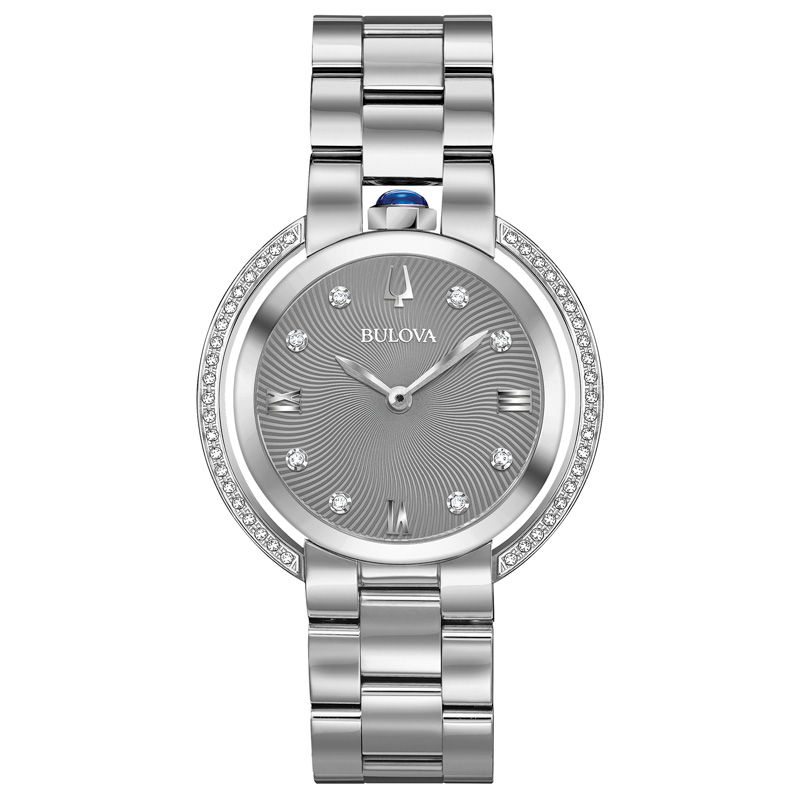 Ladies’ Bulova Rubaiyat Diamond Accent Watch with Grey Dial (Model: 96R219)