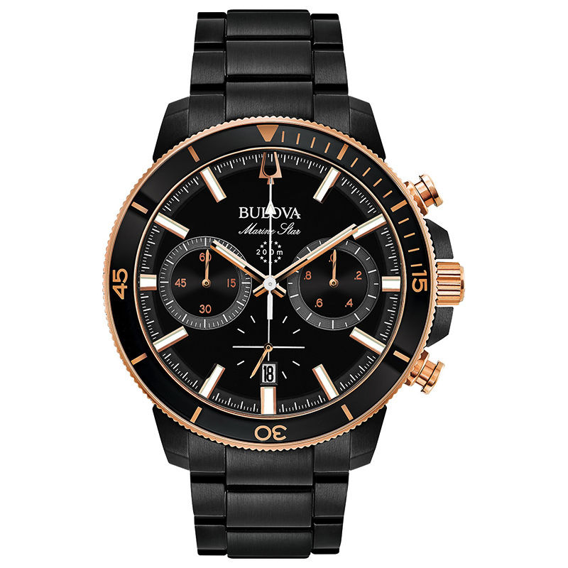 Bulova men's black ip chronograph watch on sale