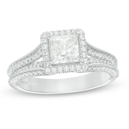 Vera Wang Love Collection 1.45 CT. T.W. Princess-Cut Diamond Frame Engagement Ring in 14K White Gold