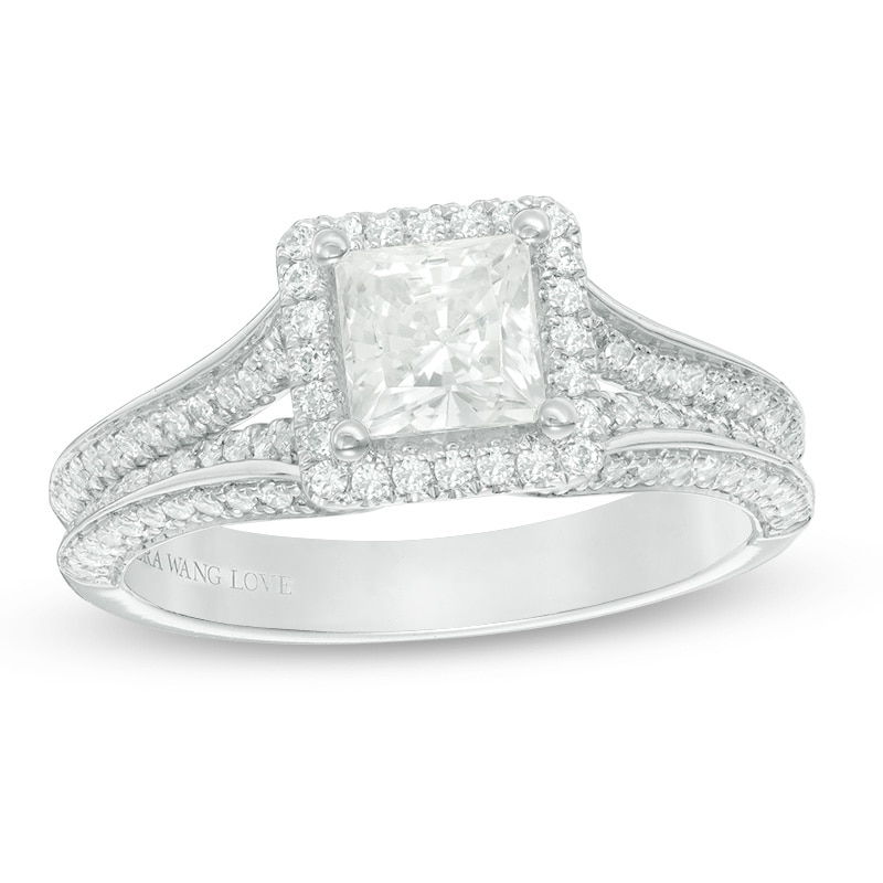 Vera Wang Love Collection 1.45 CT. T.W. Princess-Cut Diamond Frame Engagement Ring in 14K White Gold