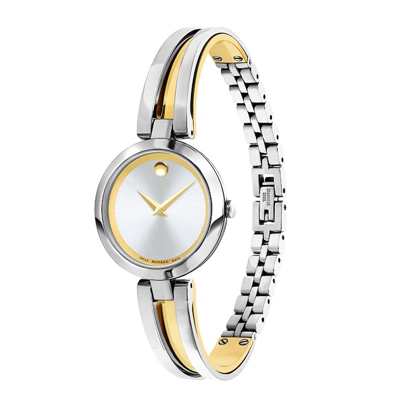 Ladies' Movado Aleena Two-Tone Bangle Watch with Silver-Tone Dial (Model: 0607150)