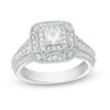 Thumbnail Image 0 of Vera Wang Love Collection 0.95 CT. T.W. Princess-Cut Diamond Frame Vintage-Style Engagement Ring in 14K White Gold