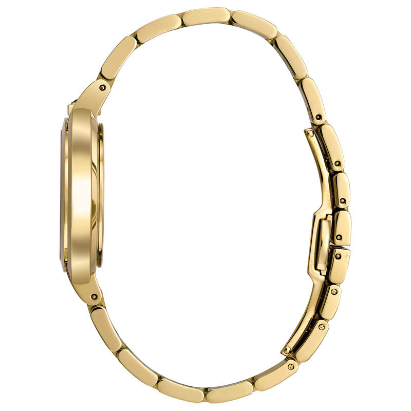 Ladies’ Bulova Rubaiyat Diamond Accent Gold-Tone Watch with Silver-White Dial (Model: 97P125)