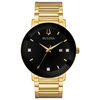 Thumbnail Image 0 of Men's Bulova Modern Diamond Accent Gold-Tone Watch with Black Dial (Model: 97D116)