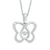 Thumbnail Image 1 of Unstoppable Love™ 0.12 CT. T.W. Diamond Butterfly Pendant in Sterling Silver