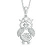 Thumbnail Image 1 of Unstoppable Love™ 0.07 CT. T.W. Diamond Owl Pendant in Sterling Silver