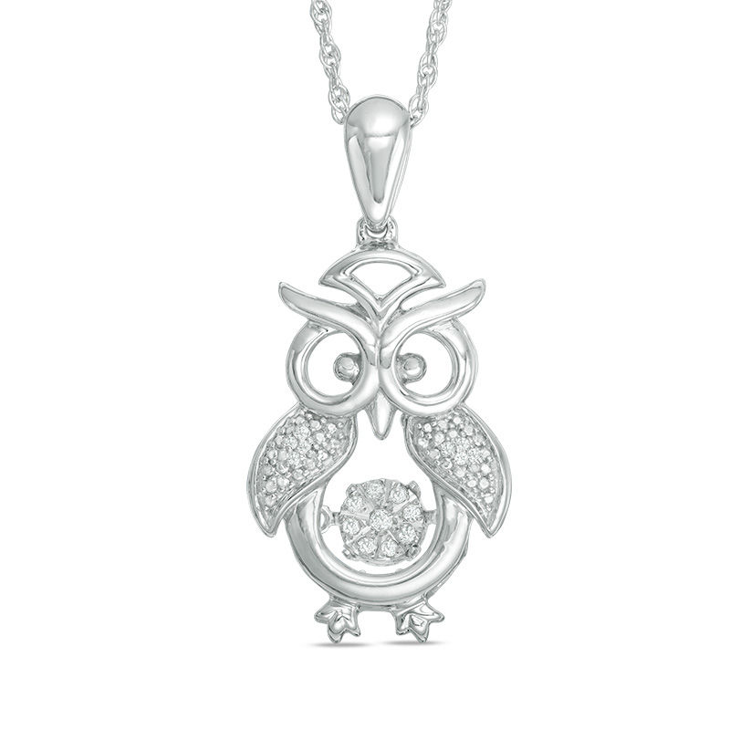 Unstoppable Love™ 0.07 CT. T.W. Diamond Owl Pendant in Sterling Silver