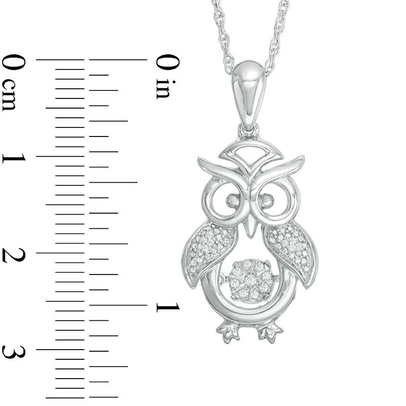 Main Image 2 of Unstoppable Love™ 0.07 CT. T.W. Diamond Owl Pendant in Sterling Silver