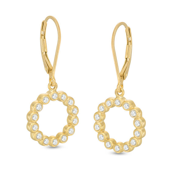 0.30 CT. T.W. Diamond Open Circle Drop Earrings in 10K Gold | Peoples ...
