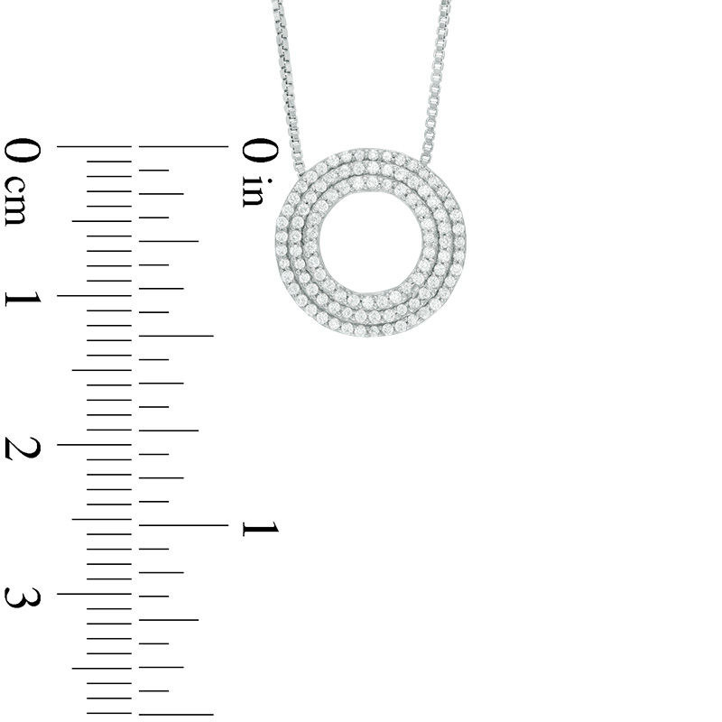 0.30 CT. T.W. Diamond Three Row Open Circle Pendant in 10K White Gold