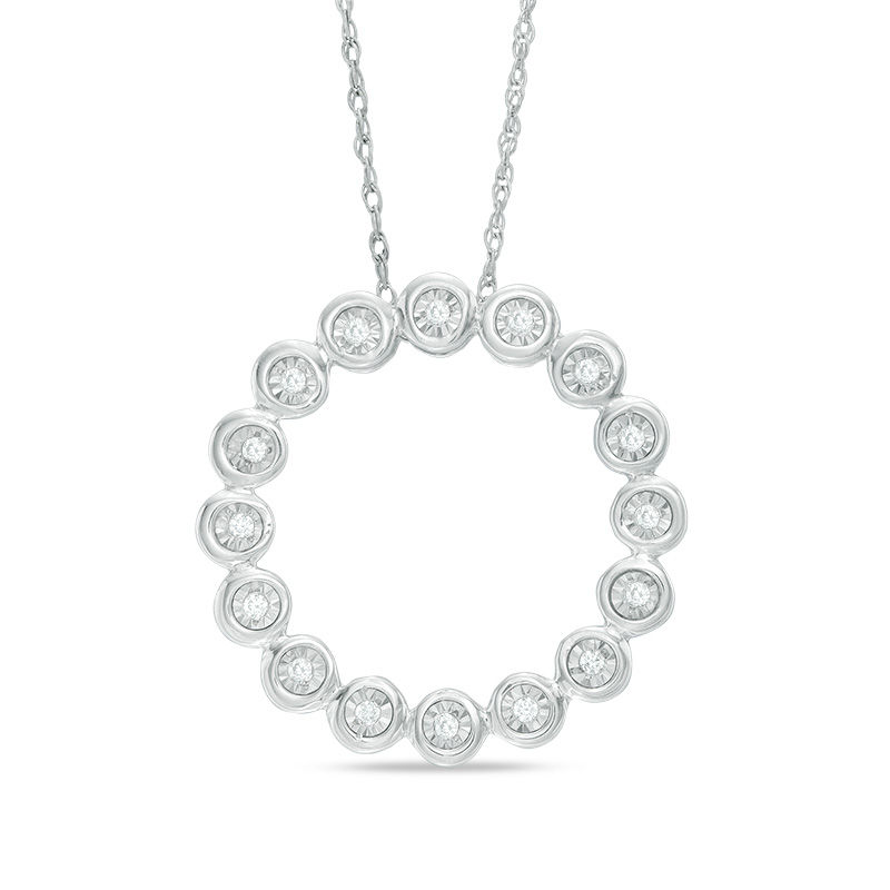 0.23 CT. T.W. Diamond Open Circle Pendant in Sterling Silver