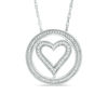 0.07 CT. T.W. Diamond Heart Circle Pendant in Sterling Silver
