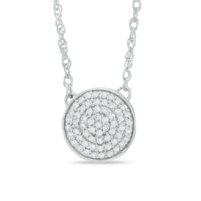 0.18 CT. T.W. Diamond Multi-Row Circle Necklace in 10K White Gold